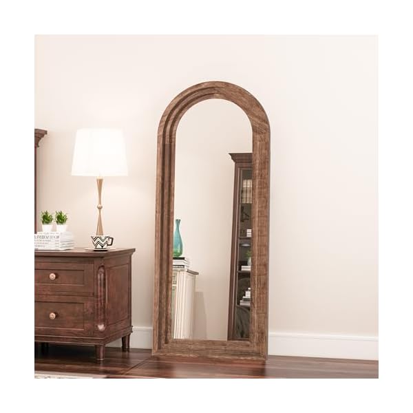   CASSILANDO-Full-Length-Mirror-Arched-65x24-Wood-Wall-Full-Length-Distressed-Large-Floor-Mirror-for-Living-Room-Bedroom-EntranceCoffee