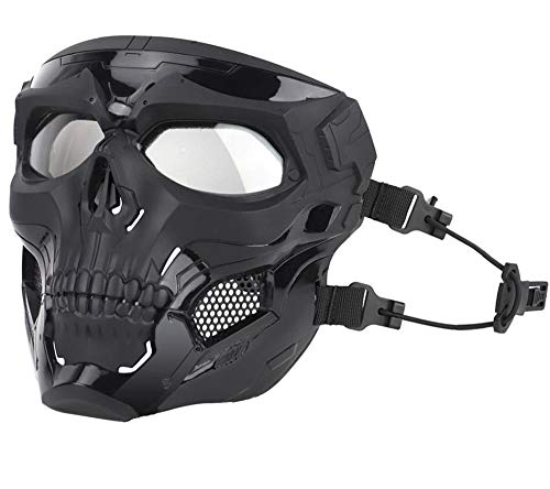 Jadedragon Tactical Airsoft Mask With Pc Lens And Pj Type Tactical Helmet With Double Wearing Mode Mask For Airsoft Paintball, Halloween, Cosplay, Costume Party And Movie (Black Helmet+Mask +Goggle) #TOP3