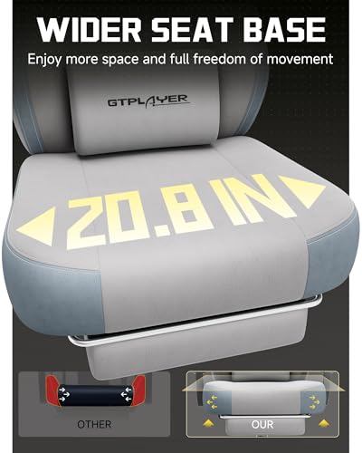 Image of GTPLAYER Big & Tall Gaming Chair, Wide Reclining with Footrest for Adults | Ergonomic High Back Computer Desk Chair, Comfort Padded Seat with Lumbar Support for Big /Tall, Office /Home, Gray
