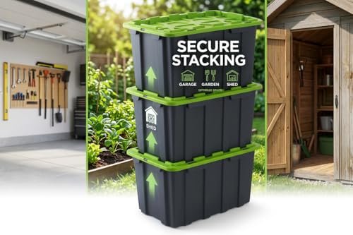 Image of UNIBOX 80L Heavy Duty Container with Lid | Durable, Stackable and Secure Stoage Box | 100% Recycled COPP | Perfect for Home, Office, Garage, Sports Equipment