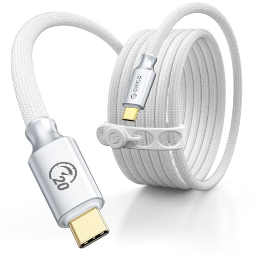Image of ORICO Auso 20Gbps USB-C Cable 3.3FT with PD 240W Fast Charging, 4K60Hz Video,Thunderbolt4 /3 USB4 Compatible Data Cable,for iPhone 17 /16 /15 MacBook Docking -White