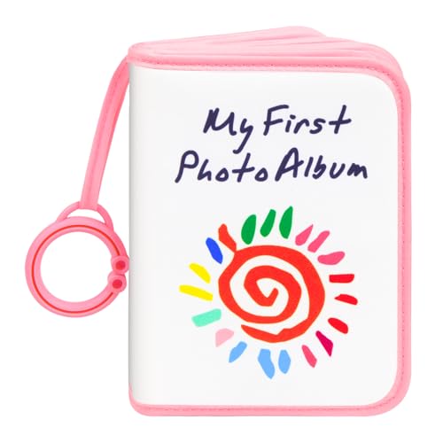 Image of Baby's My First Family Album Holds 21 4x6 Photos, Baby Sun Photo Album Soft Cloth Family Book,My First Photo Book for Baby or Toddlers,Cute Book Gift for Babies Shower Newborns Family Photos (Pink)