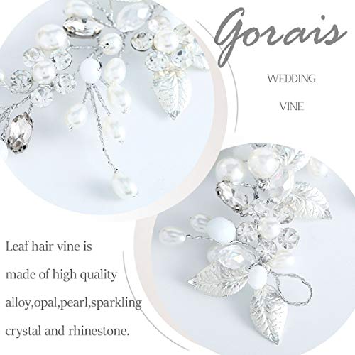Gorais Bride Wedding Hair Vine Silver Pearl Bridal Headpieces Leaf Hair Accessories For Women And Girls (A-Silver) #TOP2