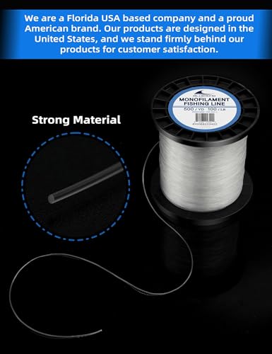 Image of BLUEWING Monofilament Fishing Line Clear Mono Fish Wire Thin Diameter String 6-400 lbs, 50-3000 Yards