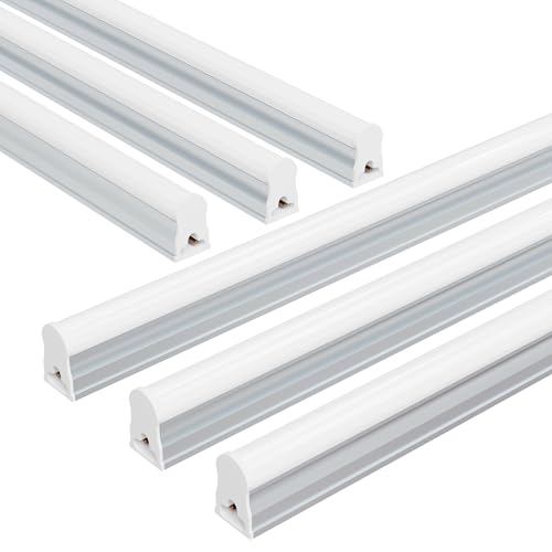 ensenior 6-pack t5 led shop lights 4ft 2000lm 6500k super bright white integrated single fixture 20w linkable utility commercial lighting for gymgarageceilingunder cabinet plug amp play