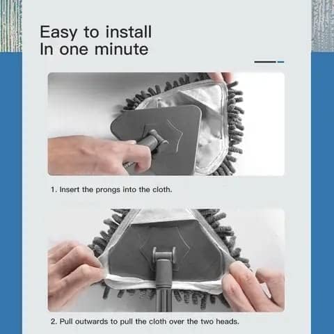 Image of Rotatable Triangle Mop with Long Handle, Microfiber Flat Floor mop Cleaning Brush Glass Wiper Window Cleaner Fan Dusting Office Fan Cleaning Brush with Hydraulic Long Rod