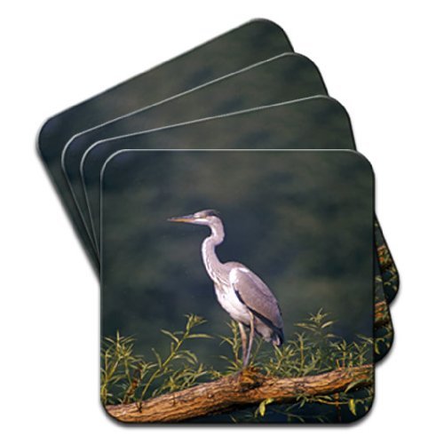 Fancy A Snuggle Grey Heron Set Of 4 Coasters