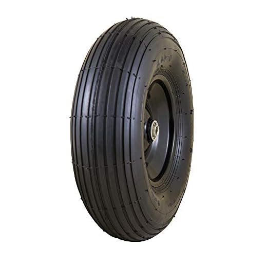 Marathon Easy Fit 13" Replacement Wheelbarrow Wheel with Adapter Kit, Black