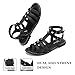 MaxMuxun Women's Studded Gladiator Sandals Flat Ankle Strap Open Toe Strappy Summer Sandals For Women, Black 9