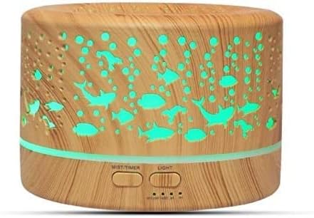 Electric Home Essential Oil Aroma Diffuser Ultrasonic Air Humidifier with LED Night Light Wood Grain Cool Mist Humidificador， Mute