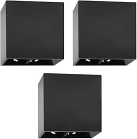 Kit 3x Arandela Slim Preta Externa Facho Duplo Ajustável Led 4w 3000K IP67 Branco Quente Bivolt