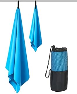Victoper Microfibre Towel, 2 Pack Large Quick Dry Towel Compact Lightweight Travel Towel with Carry Bag Perfect For Gym Sports Towel Travel Towel Microfibre Beach Towel Swimming Towel Sky Blue