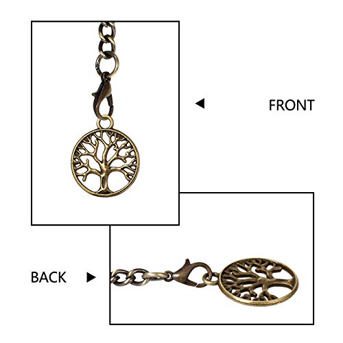 Treeweto Men's Albert Chain Pocket Watch Curb Link Key Chain 2 Hooks Bronze With Antique Life Tree Pendant Design Charm Fob T Bar #TOP4