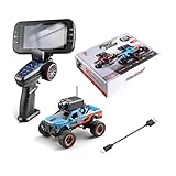 Hylukon WLtoys 1:64 Mini RC Car with HD Camera, 2.4G 4WD FPV Remote Control Off-Road Vehicle with Display Screen, Gyro, LED Lights, APP Controlled Model Vehicle (Blue)