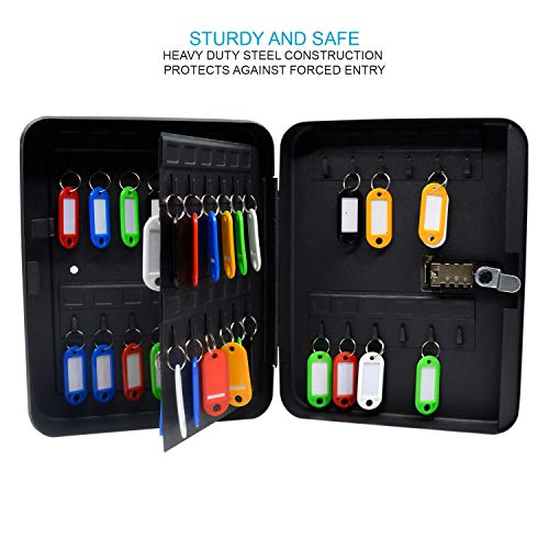 Audiology 48 Slot Key Lock Box Combination Lock Wall Mounted Key Cabinet With Key Tags - Steel Key Storage Lock Box #TOP2