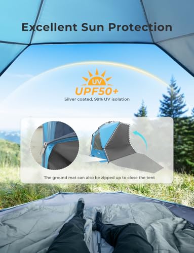 Glymnis Beach Tent 5-6 Person Pop Up Beach Tent Sun Shelter Beach Shade UPF 50+ Anti UV Outdoor Family Tent Easy Up image 5