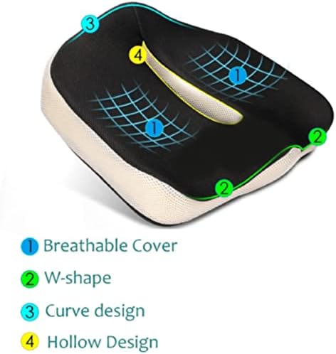 FGR Memory Foam Seat Cushion - Chair Cushions Ergonomic Posture Support for Coccyx, Sciatica, Hemorrhoid, Tailbone - Sciatica Pain Relief Ideal for Office Chairs, Car Seats, Recliners