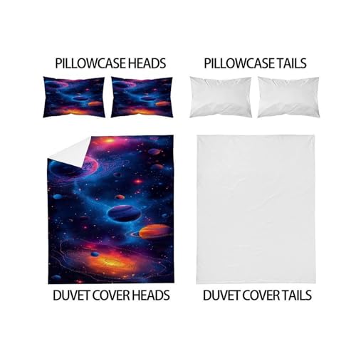 Parure de lit microfibre de qualité supérieure au motif imprimé de galaxies - 4