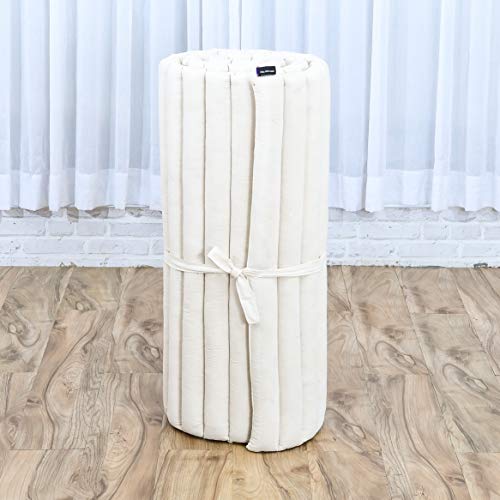 Leewadee Rollable Floor Mat M – Comfortable And Rollable Thai Mattress, Soft Massage Mat Filled With Eco-Friendly Kapok, Perfect To Use As A Sleeping Mat 75 X 28 Inches, Ecru #TOP7