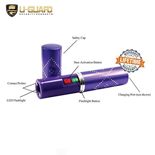 Lipstick Stun Gun Keychain Self Defense Kit For Women. Personal Protection Non Lethal Stun Gun Flashlight Combo With Police Grade Oc, Cs & Uv Dye Tear Gas. Stun Gun Color (Purple) #TOP5