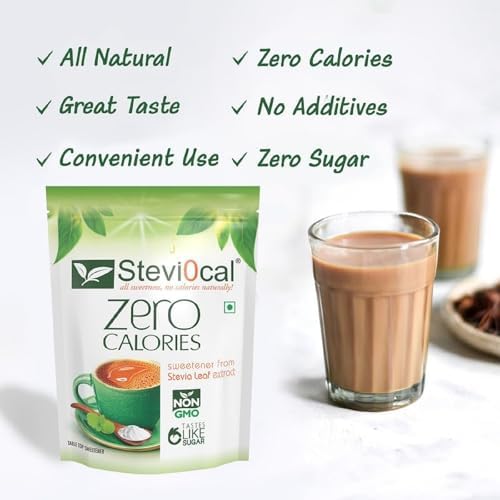 Stevi0cal Stevia Sweetener Powder | 100% Sugar Free Natural | Zero Calorie for Weight Management, Diet, Diabetic Friendly | 350 gm Jar - Pack of One (1 x 350 gm)