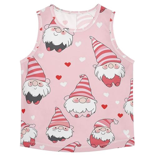 JUNZAN Valentine Cute Gnomes Pink Boys' Tank Tops Sleeveless Kids Vest Kids Undershirts for Workout Gym Fitness Swimming 3T