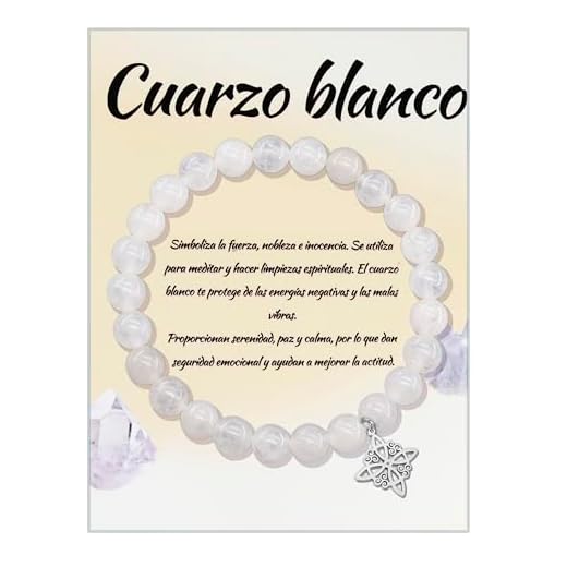 Only faith Pulsera Elastica de Piedras Naturales, 6mm, con Dije de Nudo de Bruja, Múltiples Colores: Cuarzo Rosa, Cuarzo Blanco, Turquesa, Amatista, Ojo de Tigre (Cuarzo Blanco)