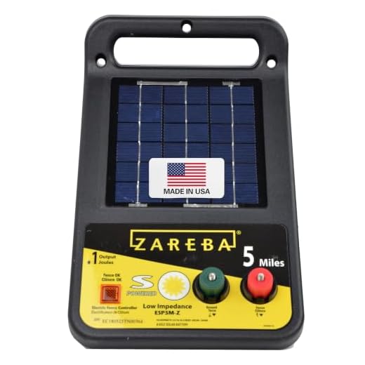 Zareba ESP5M-Z Solar Powered Low Impedance Electric Fence Charger - 5 Mile Solar Powered Electric Fence Energizer, Contain Animals and Keep Out Predators,Black