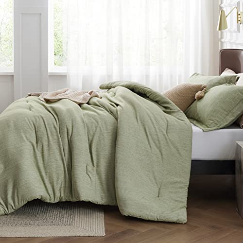 Bedsure King Size Comforter Set - Olive Green Soft Bedding for All Seasons, Cationic Dyed Bed Set, 3 Pieces, 1 King Size Comforter (104"x90") and 2 Pillow Shams (20"x36"+2") by Bedsure - Image 2