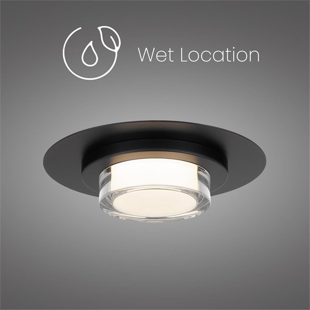 BOWERY HILL Round 12-Inch LED Outdoor Flush Mount, Black Stainless Steel, Wet Location-Rated Light Fixture with Selectable Color Temperature 3000K-5000K, Acrylic Diffuser for Porch or Outdoor Use