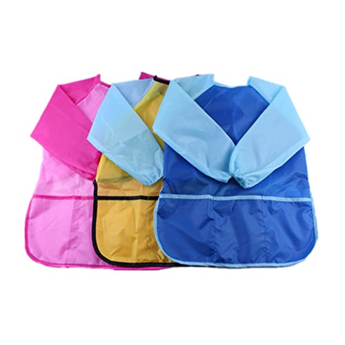 Avental de pintura infantil 1 peça avental com mangas e 3 bolsos para arte escolar, pintura de arte,