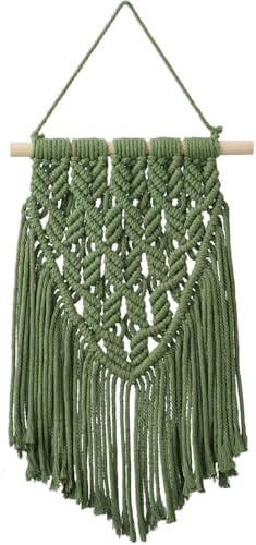 Nashibowu Small Macrame Wall Hanging Decor Boho Tapestry for Bedroom Living Room Dorm Nursery and Office, Cute Aesthetic Wall Art for Small Spaces for Teen Girls and Home Decor (Green, 16 * 10 Inch)