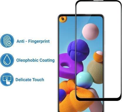 Image of Screen Protector for Samsung Galaxy A21 / A21S (Black) Tempered Glass Edge-to-Edge 6D Screen Guard With Installation Kit