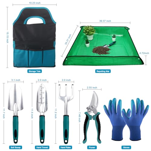 Herramienta de mano para jardín con rastrillo y kit miniatura 6