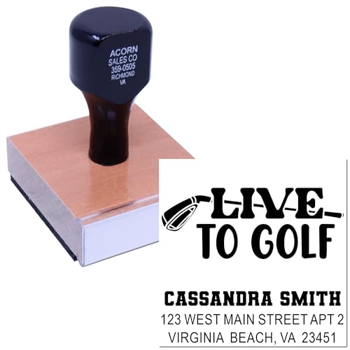 Image of Golf Life Statement Wood Handle Address Stamp - Return Address Stamper | Any standard pad works. Wood Handle Rubber Stamp. Golf Player Stamp. Engraved after you order. Laser-engraved die.