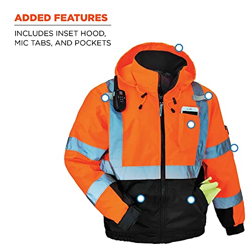 Ergodyne Unisex Adult High Visibility ,Reflective Quilted Insulation, Class 3, Type Hi Vis Winter Bomber Jacket, Orange, Medium Us #TOP4