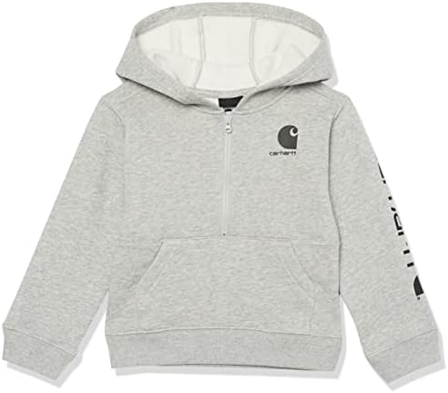 Carhartt Boys' Long-Sleeve Half-Zip Hooded Sweatshirt, Grey Heather, 2T