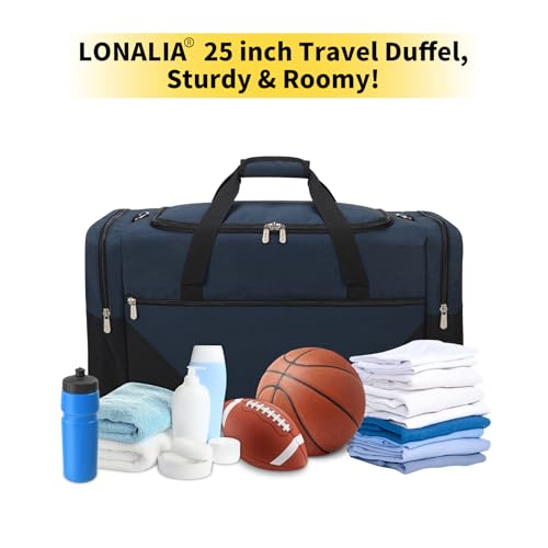 Image of 25 in Large Travel Duffel Bag for Men - 56L Roomy Weekender Bag with Trolley Sleeve (Navy)