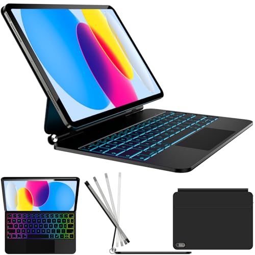 Nuflaz Tastaturhülle für iPad 10 Generation (2022) & iPad 11 Zoll A16 (2025), QWERTZ Deutsches Layout, Magnetisches Schw...