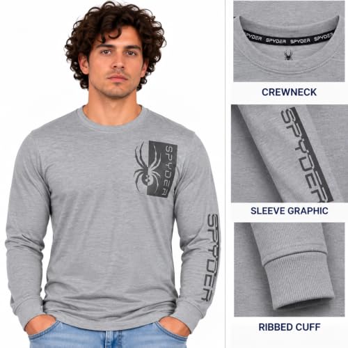 Image of Spyder Mens Long Sleeve T Shirt - Lightweight Crewneck Graphic Tee