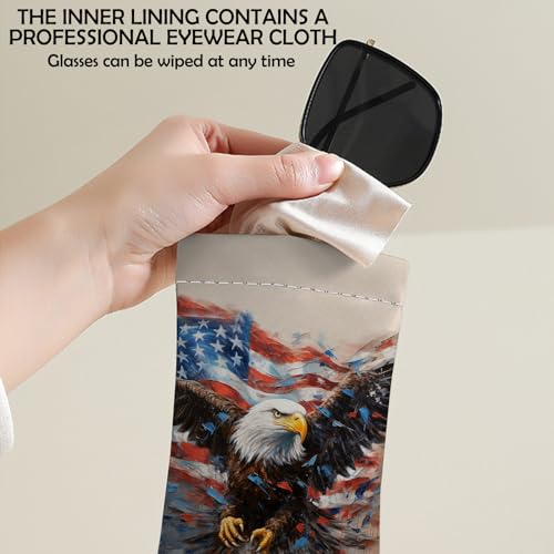 Image of 2 PCS Glasses Eyeglass Sunglasses Case Pouch Soft PU Leather Cute Aesthetic with Cleaning Cloth for Boys Men Man