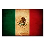 Postereck - 0298 - Vintage Flagge, Fahne Mexiko Mexiko-Stadt - Unterricht Klassenzimmer Schule Wandposter Fotoposter Bilder Wandbild Wandbilder - Poster - DIN A4-21,0 cm x 29,7 cm