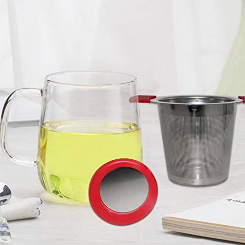 Weite Coador de chá de malha extra fina com alças duplas de silicone dobráveis, infusor de chá de aç