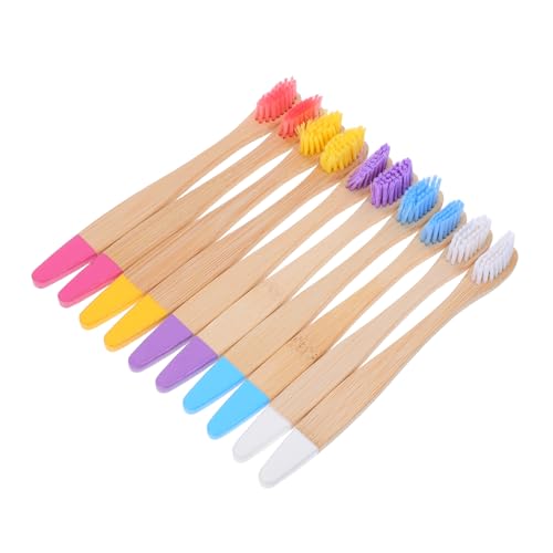 Healeved 10pcs Kids Bamboo Toothbrushes: Soft Bristles Colorful Toothbrushes for Home Travel and Daily Sensitive Mouth Care Travel-Friendly