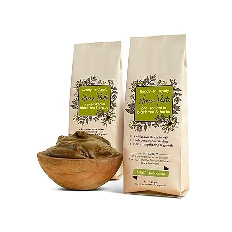 SS Back To Natural Secrets Everyday Ready-To-Apply Henna Paste, 100% Natural, Soaked In Black Tea & Herbs, 440g (Pack of 2 x 220g) - Dark Brown