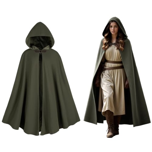 QPAXUCR Cloak with Hood Women, Renaissance Medieval Cloak for Halloween