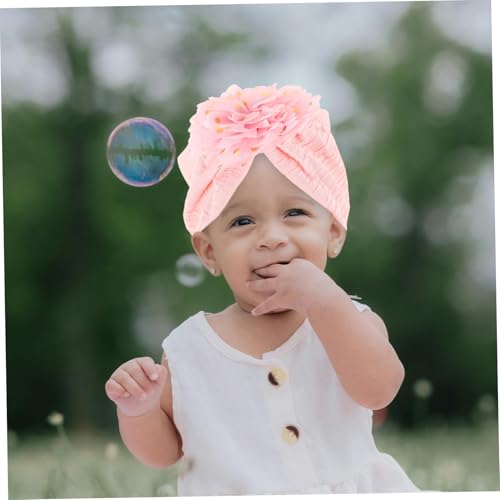 Stylish Newborn Turban Hat for Boys Lightweight Floral Design Cap for Spring Autumn Adorable Headwear for Showers Special Occasions Pink4