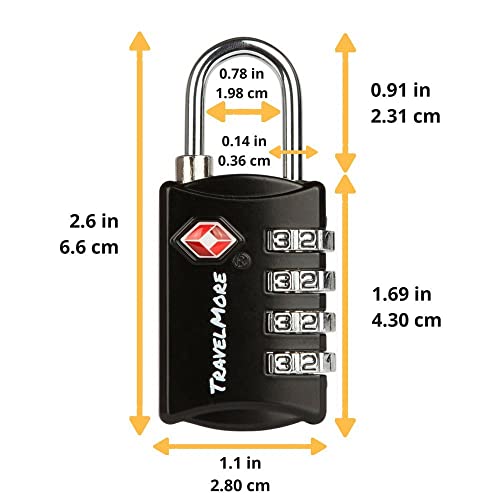 3 Pack Tsa Luggage Locks With 4 Digit Combination – Heavy Duty Set Your Own Padlocks For Travel, Baggage, Suitcases & Backpacks - Black #TOP1