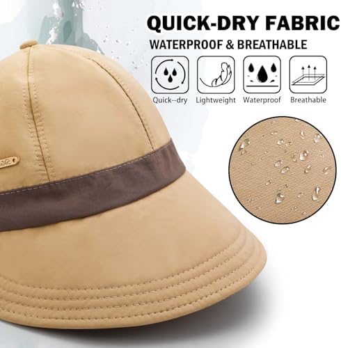 TAGVO Chapeau Femme à Large Bord, Séchage Rapide, Imperméable, Pliable & Léger, Idéal Pour L'été Et Les Voyages