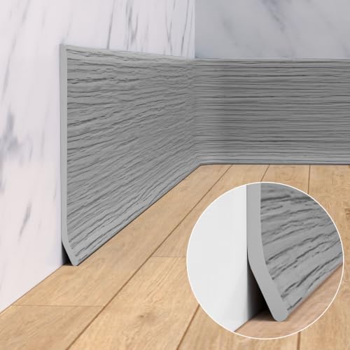 Duzzy Flexible Baseboard Molding Trim, 6 Inch(W) x 60 Feet(L) Peel and Stick Rubber Wall Trim Molding, Self-Adhesive Vinyl Wall Base Cove Base by Duzzy - Used condition - Image 7